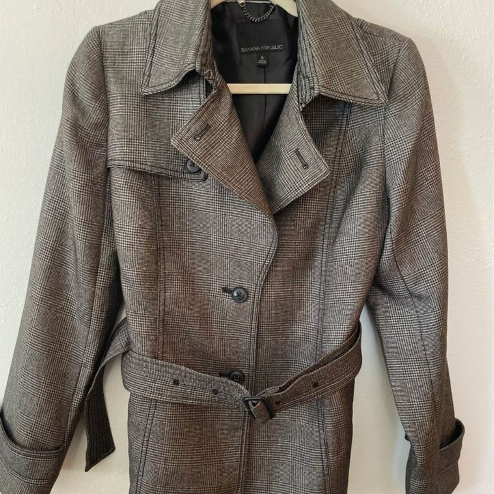 Banana Republic Plaid Belted Jacket - Picture 1 of 5